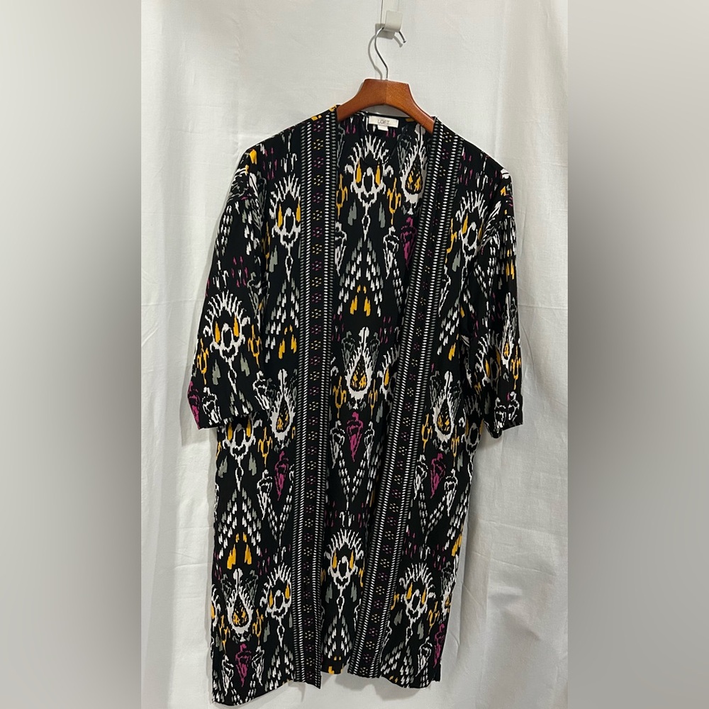 Loft - Black Multicolor Patterned Women’s Kimono - image 2